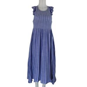 Free People Smocked Top Striped Vacation Cruise Beach Midi Dress S NWT
